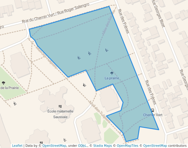 walking in La prairie map in Saint-Denis