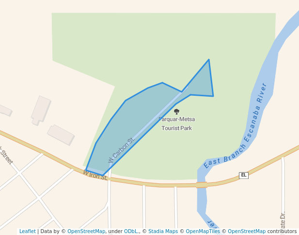 walking in Fahrquar-Metsa Park campground map in Gwinn