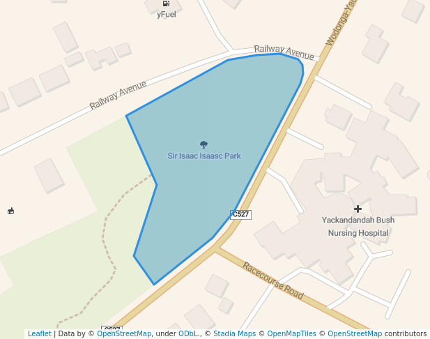 walking in Sir Isaac Isaasc Park map in Yackandandah