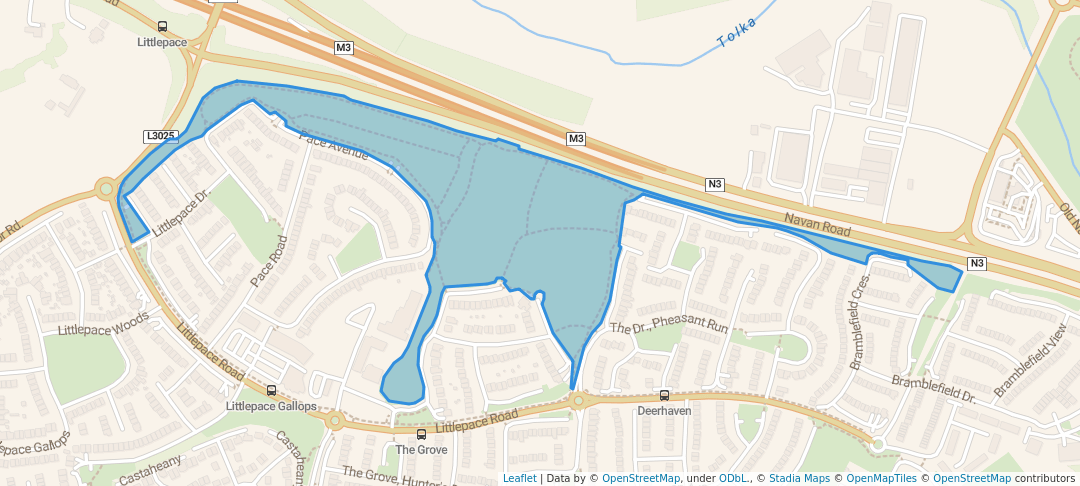 walking in Littlepace Park map in Clonee