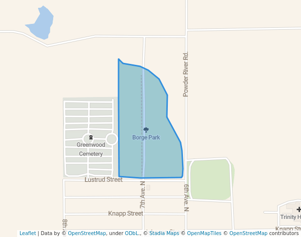 walking in Borge Park map in Wolf Point