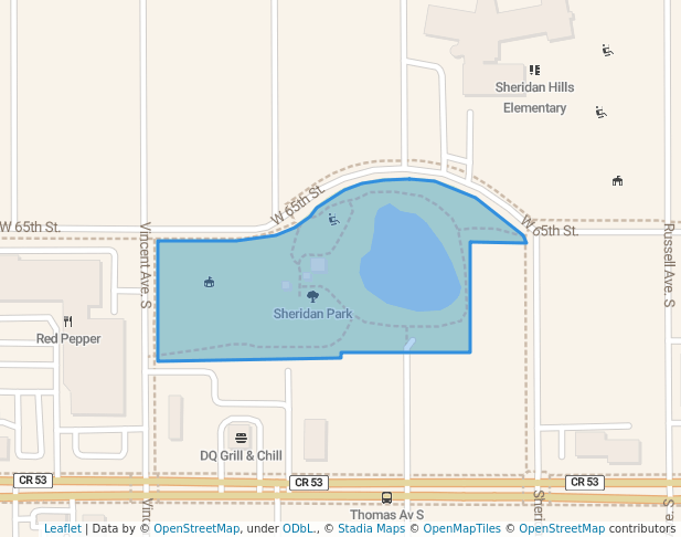 walking in Sheridan Park map in Richfield