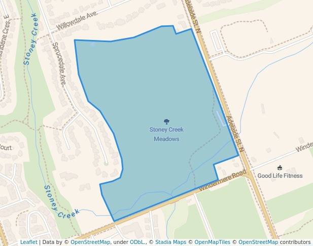 walking in Stoney Creek Meadows map in London