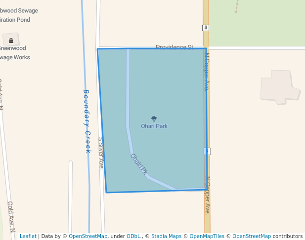 walking in Ohari Park map in Greenwood