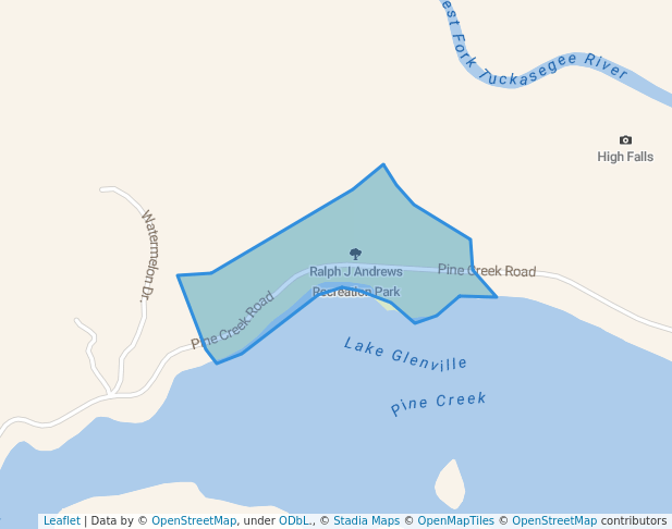 walking in Ralph J Andrews Recreation Park map in Cullowhee
