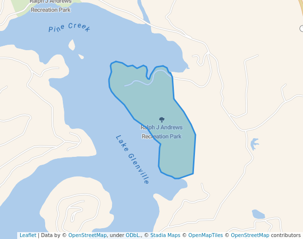 walking in Ralph J Andrews Recreation Park map in Cullowhee