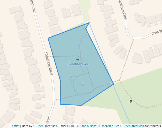 walking in Glenabbey Park map in Courtice