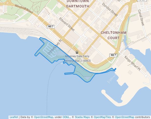 walking in Ferry Terminal Park map in Dartmouth