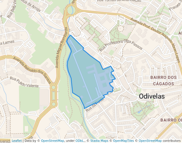 walking in Mosteiro São Dinis map in Odivelas