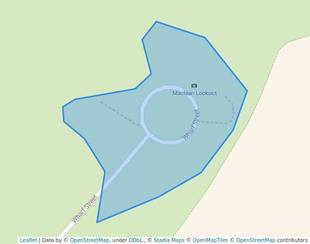 walking in Lions Park map in Maclean