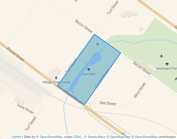 walking in See Park map in Grafton