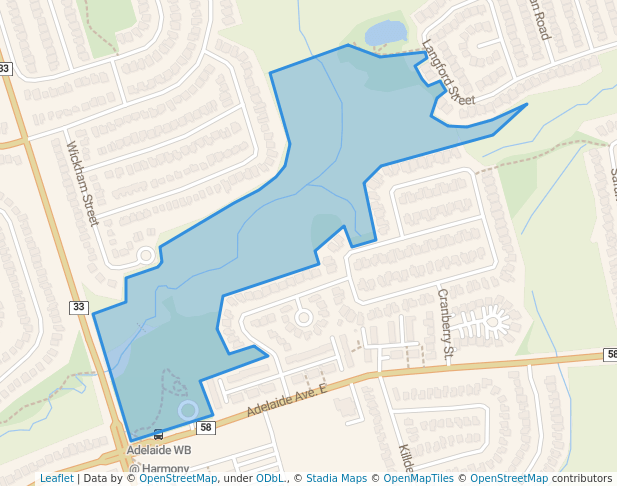 walking in Easton Park map in Oshawa