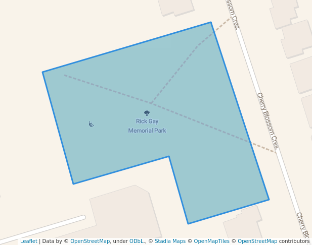 walking in Rick Gay Memorial Park map in Courtice