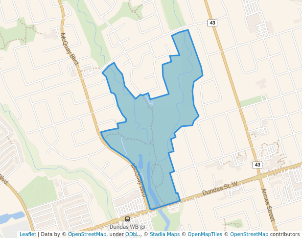 walking in D'Hillier Park map in Whitby