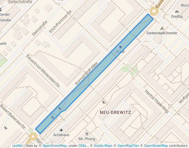 walking in Konrad-Wolf-Park map in Potsdam