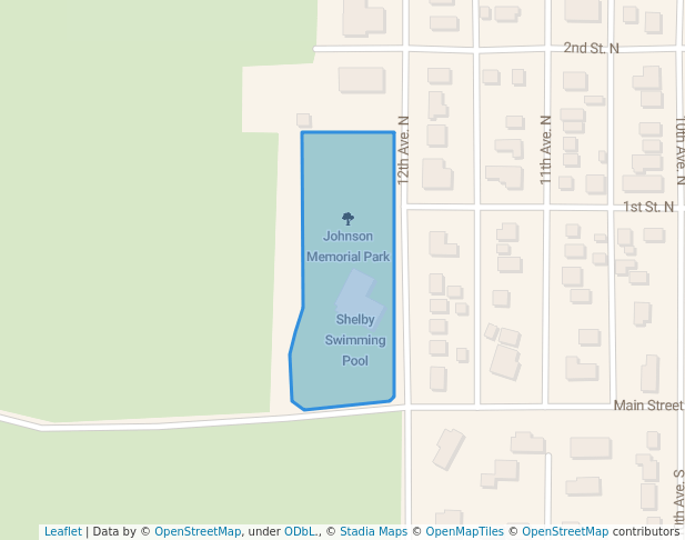 walking in Johnson Memorial Park map in Shelby