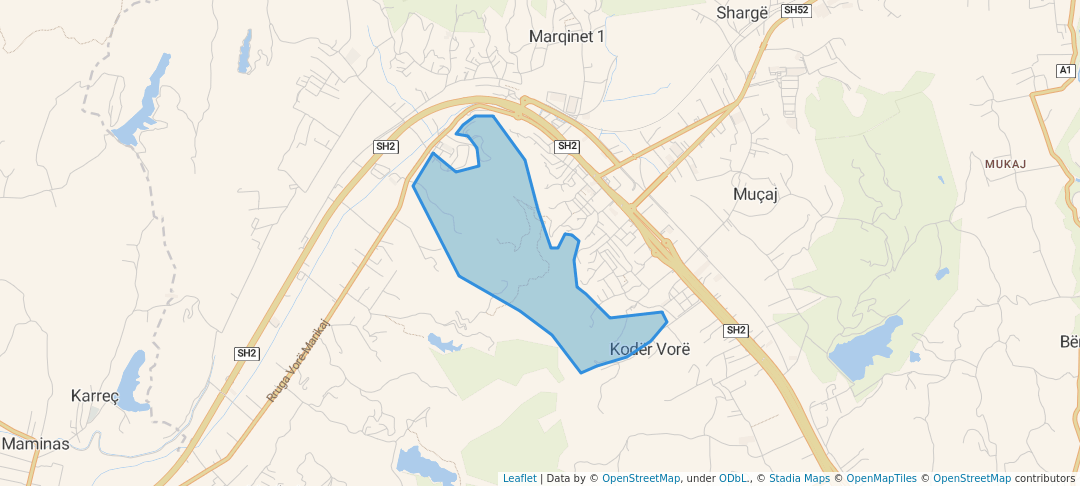 walking in Kurora e gjelber map in Vorë