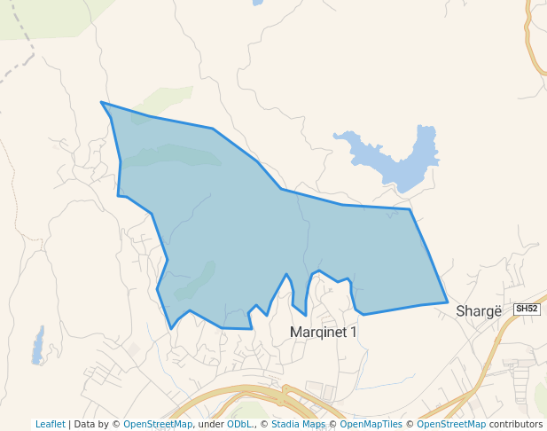 walking in Kurora e gjelber MARQINET map in Marqinet