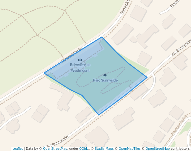 walking in Parc Sunnyside map in Westmount