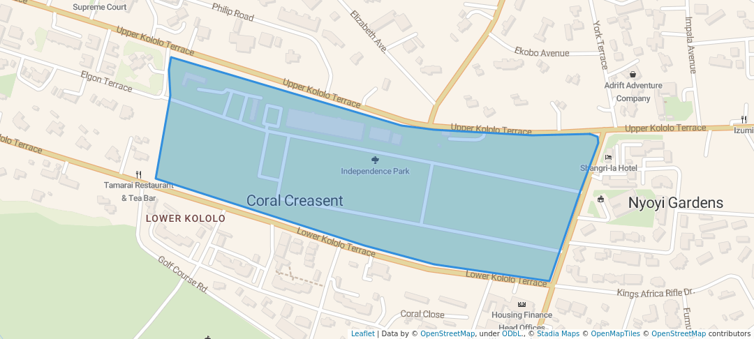 walking in Independence Park map in Kampala