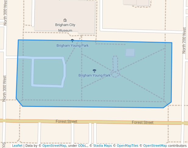 walking in Brigham Young Park map in Brigham City
