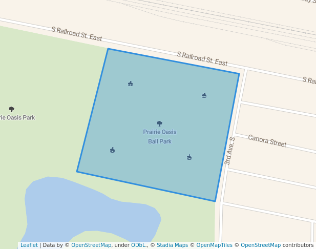 walking in Prairie Oasis Ball Park map in Warman