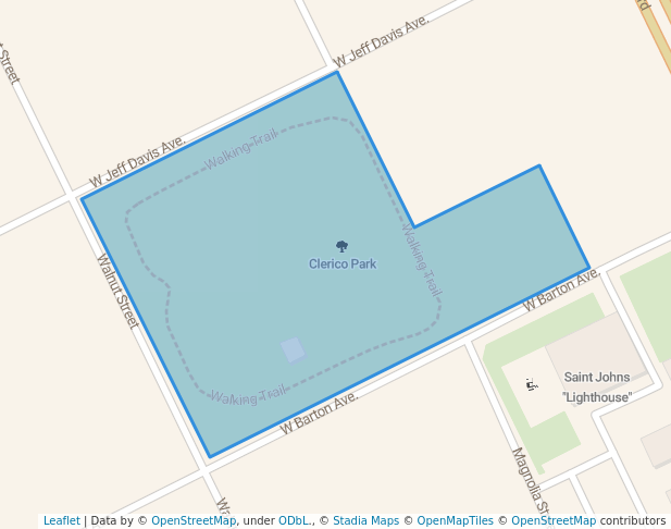 walking in Clerico Park map in Greenwood