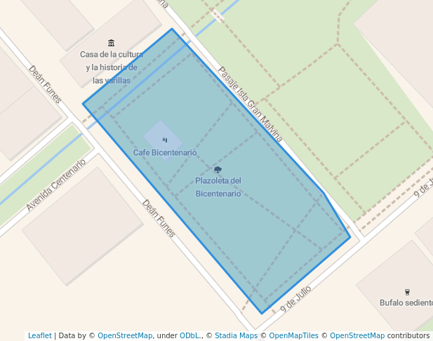 walking in Plazoleta del Bicentenario map in Las Varillas