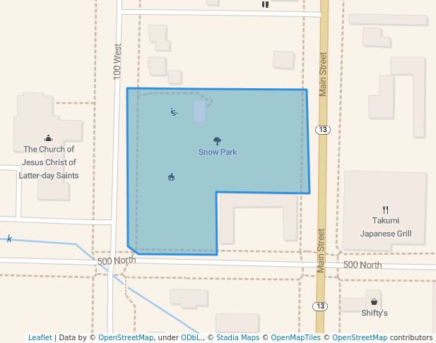 walking in Snow Park map in Brigham City