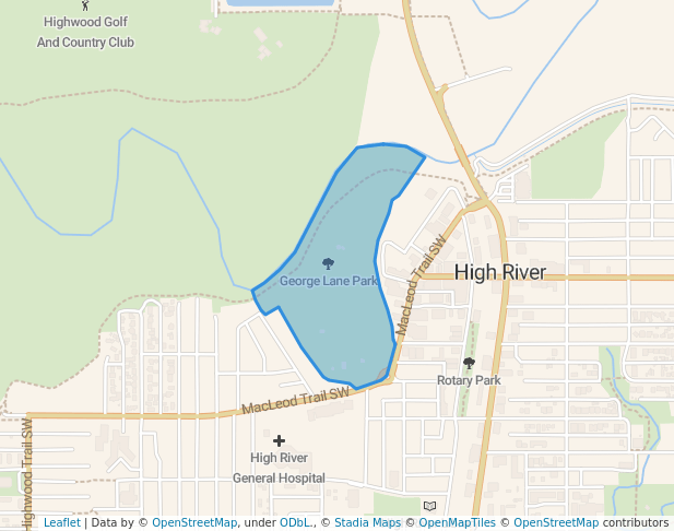 walking in George Lane Park map in High River