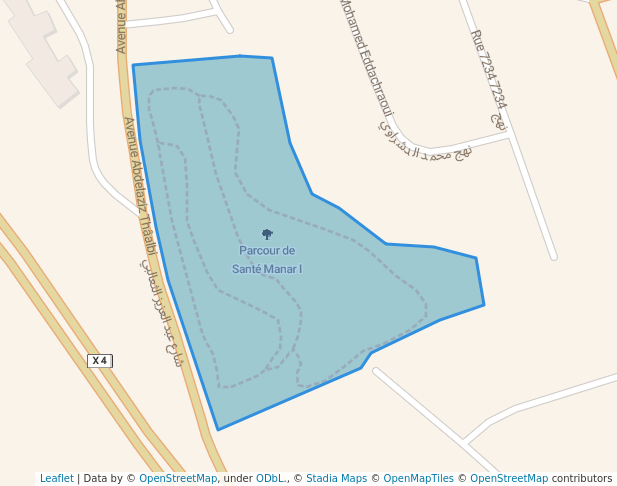 walking in Parcour de Santé Manar I map in Tunis