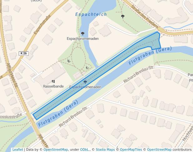 walking in Espachpromenaden map in Erfurt