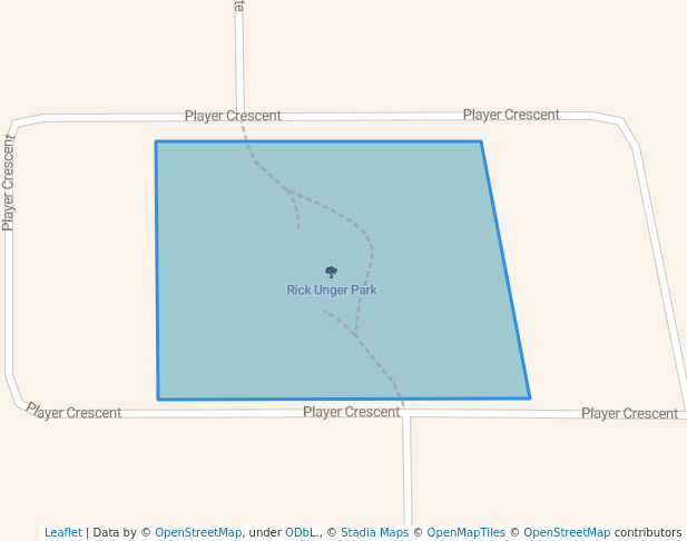 walking in Rick Unger Park map in Warman