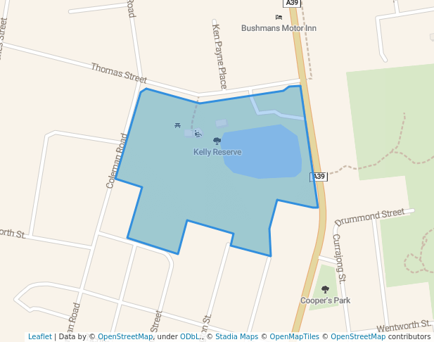 walking in Kelly Reserve map in Parkes