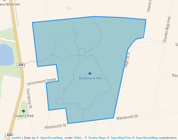 walking in Bushman's Hill map in Parkes