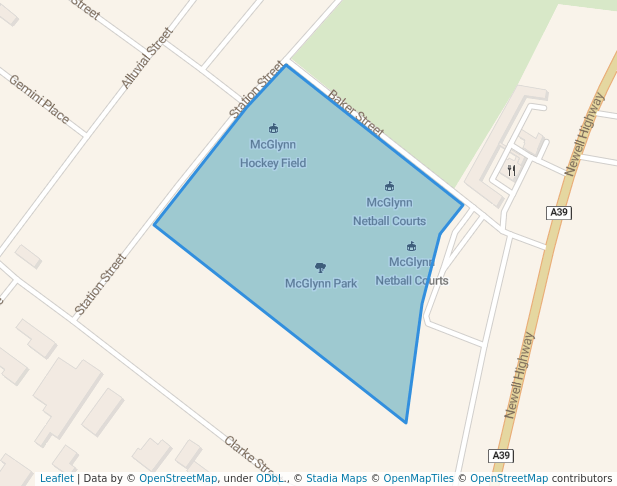 walking in McGlynn Park map in Parkes