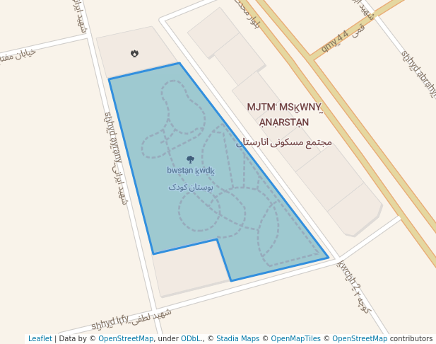walking in بوستان کودک map in Qom