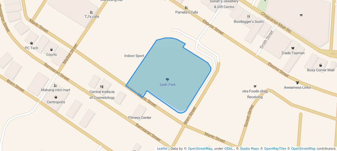 walking in Saith Park map in Chaguanas