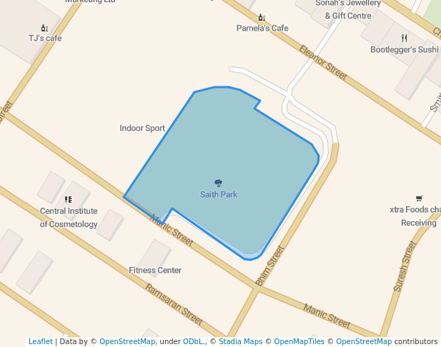 walking in Saith Park map in Chaguanas