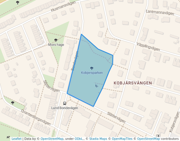 walking in Kobjersparken map in Lund