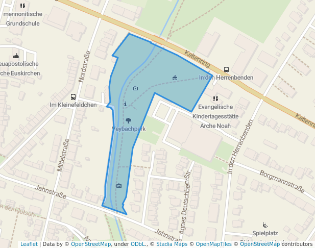 walking in Veybachpark map in Euskirchen