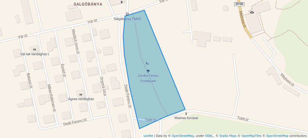 walking in Zenthe Ferenc Emlékpark map in Salgótarján