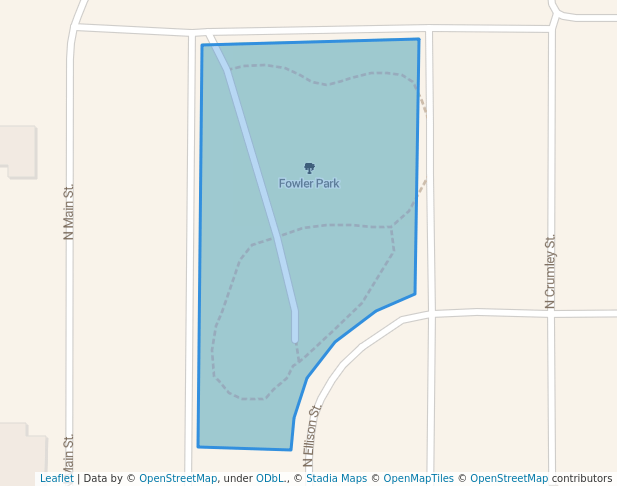 walking in Fowler Park map in Guymon