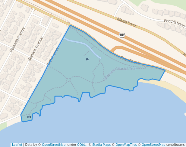 walking in Dinosaur Caves Park map in Pismo Beach
