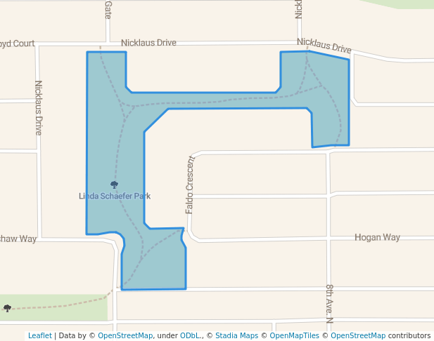 walking in Linda Schaefer Park map in Warman