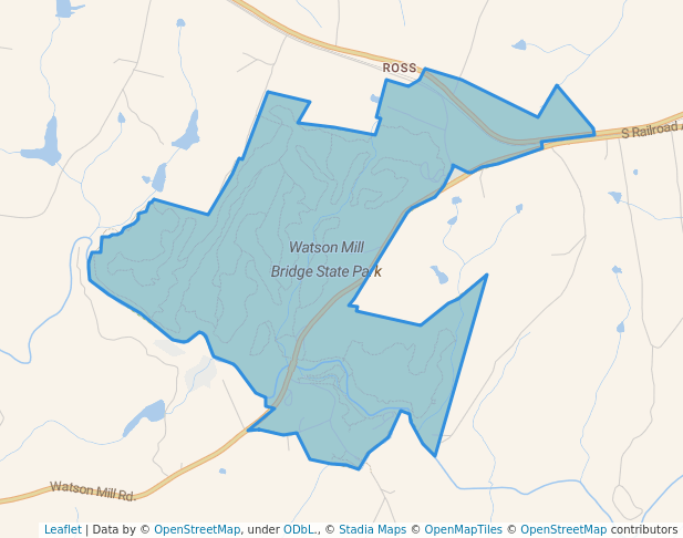 walking in Watson Mill Bridge State Park map in Comer
