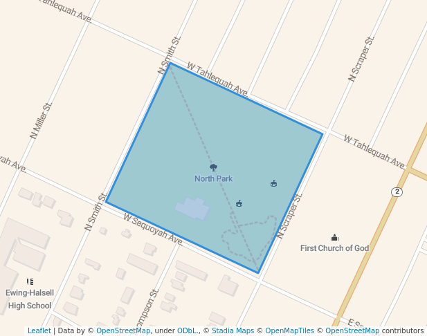 walking in North Park map in Vinita