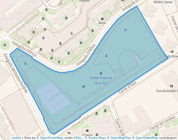 walking in parc del Gran Sol map in Badalona