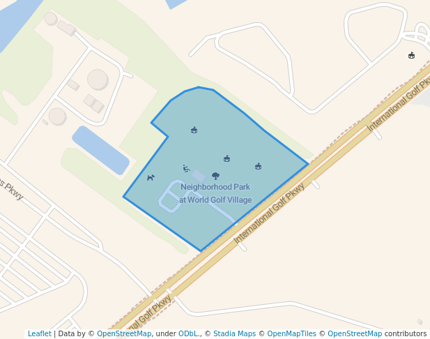 walking in Neighborhood Park at World Golf Village map in St. Augustine