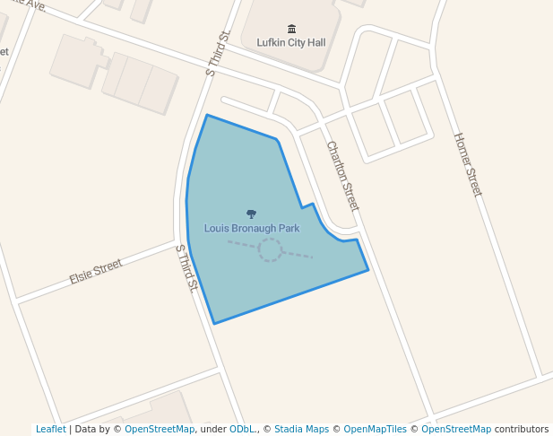 walking in Louis Bronaugh Park map in Lufkin